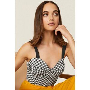 Tome Collective Gingham Bustier Top in Black and White 2 Womens Corset Tank